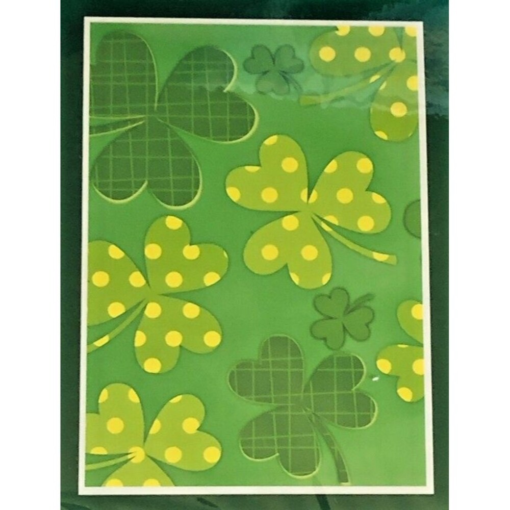 Happy St. Patricks Day House Flag 28x40" Banner Green Shamrocks Irish Garden